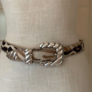 Southwestern style faux animal hair belt - size M